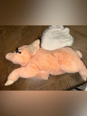 Folkmanis Flying Pig Hand Puppet 20” Large Pink/White Eyelashes Wings Muppet